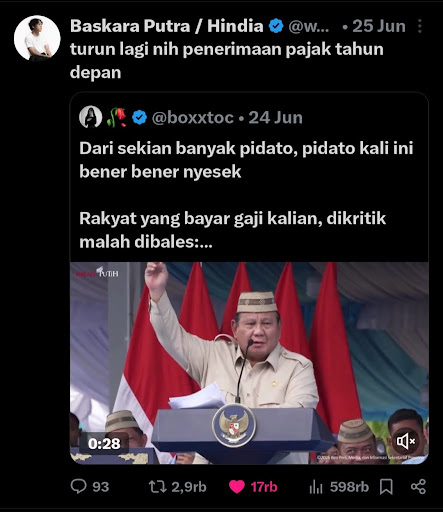 Respon Warganet terkait Pidato Presiden Prabowo 4